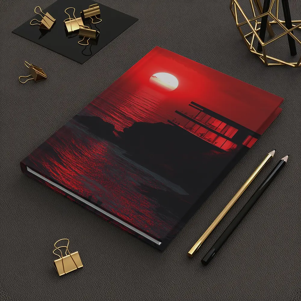 Modern Cliffside Villa Red Ocean Sunset – Notebooks