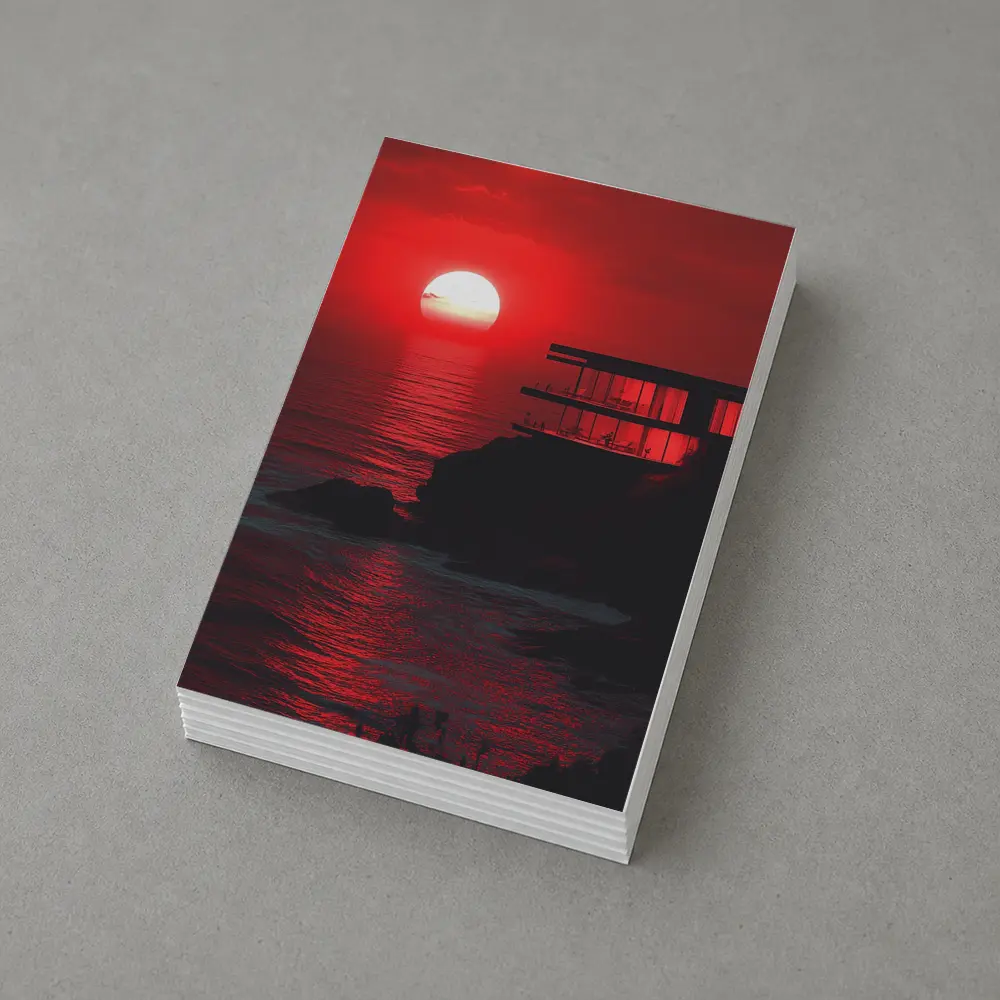 Modern Cliffside Villa Red Ocean Sunset – Postcards