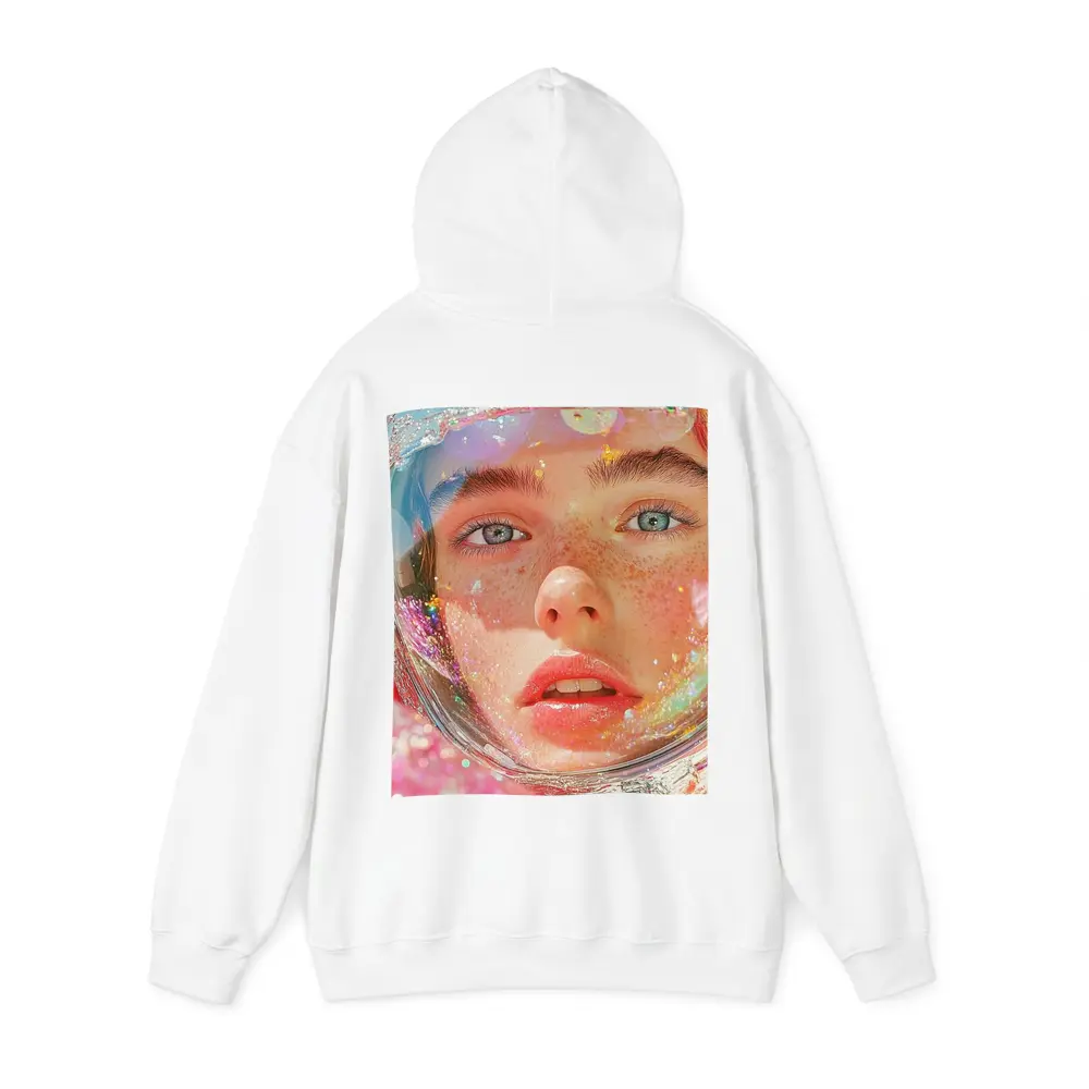 Freckled Girl Astronaut Helmet Rainbow Glitter – Hoodies