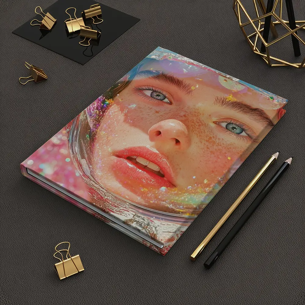 Freckled Girl Astronaut Helmet Rainbow Glitter – Notebooks