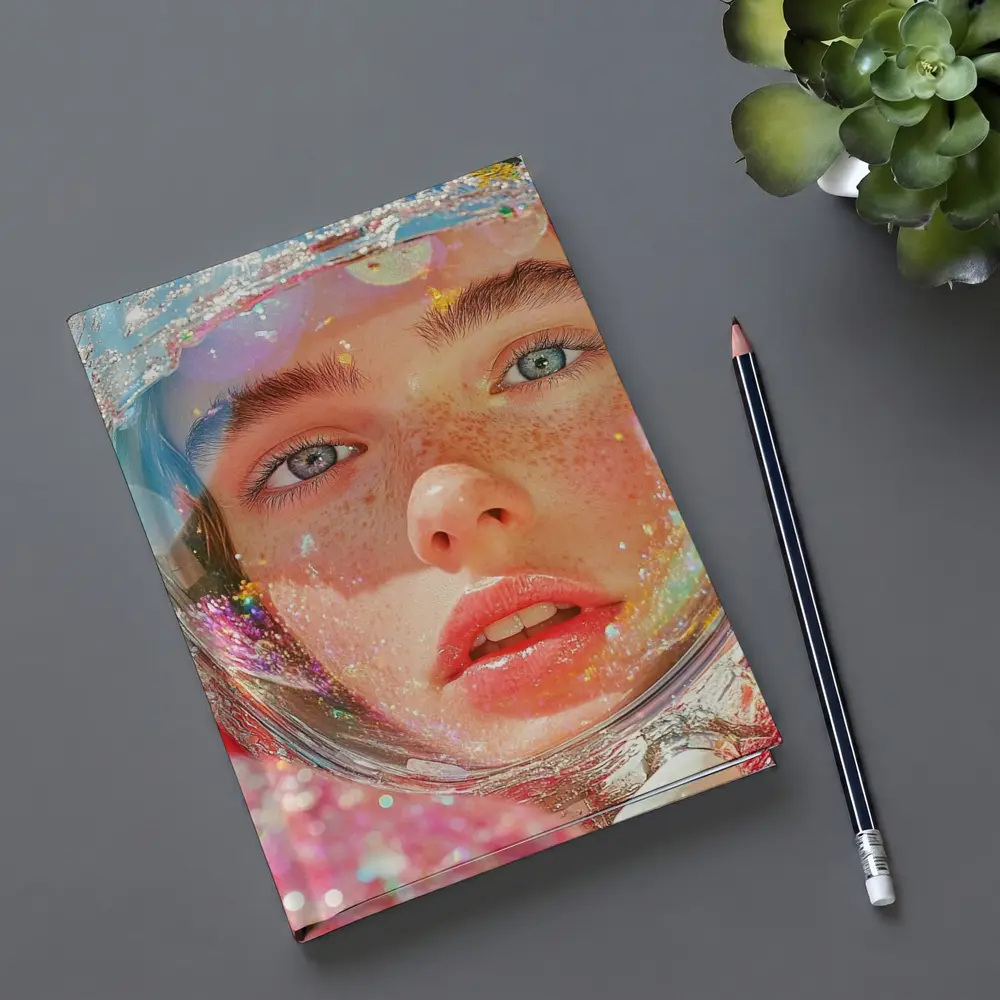 Freckled Girl Astronaut Helmet Rainbow Glitter – Notebooks