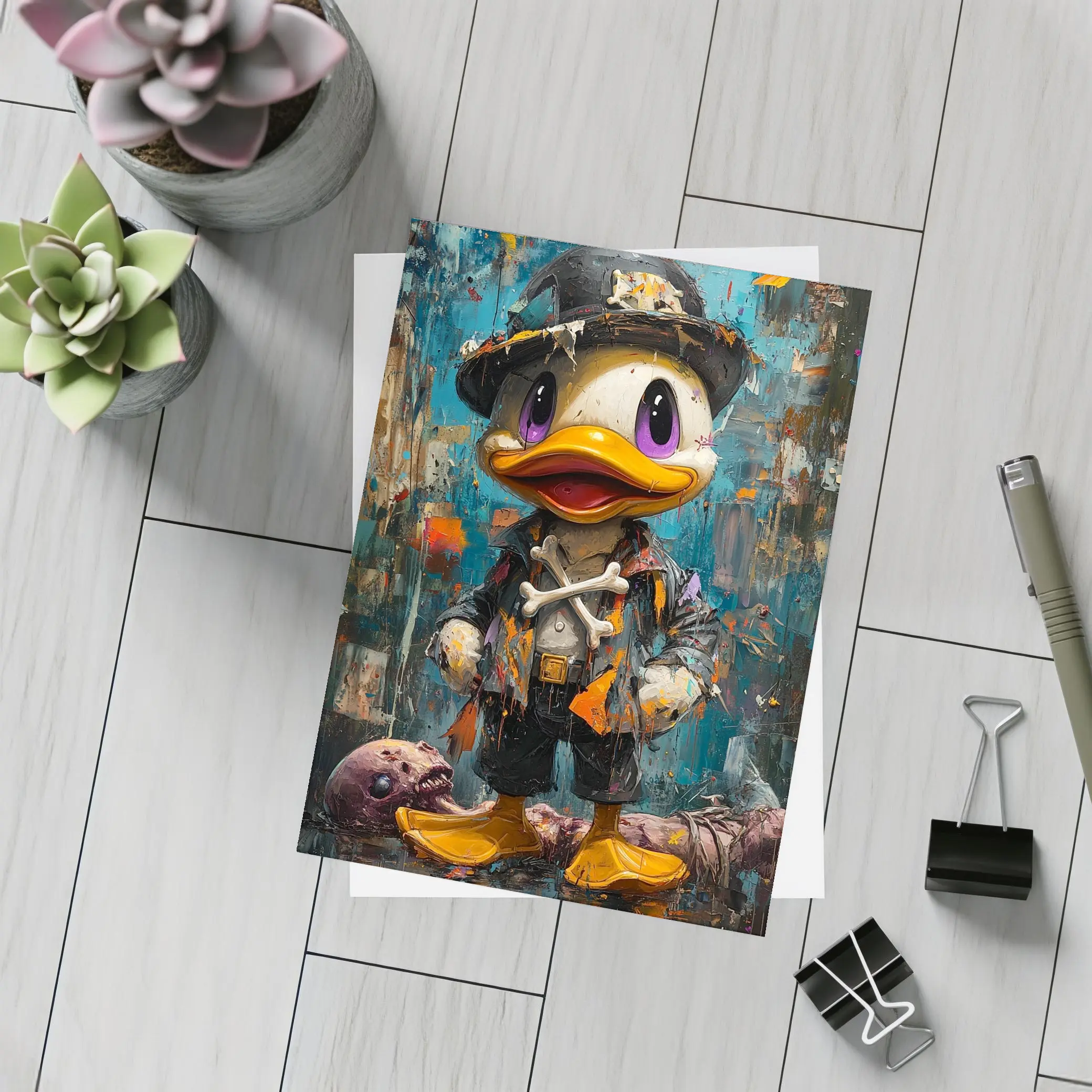 Dark Duck Graffiti Oil Painting Urban Art – Postcards