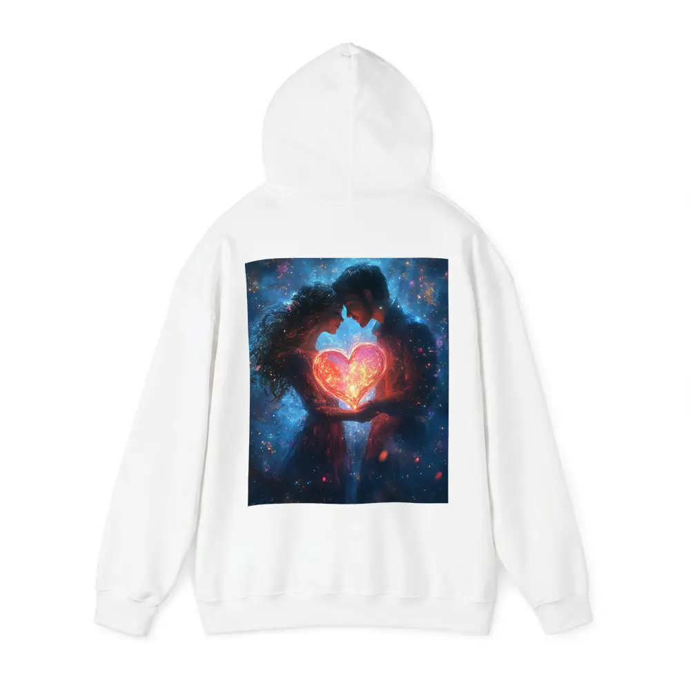Couple Holding Glowing Heart Cosmic Galaxy – Hoodies