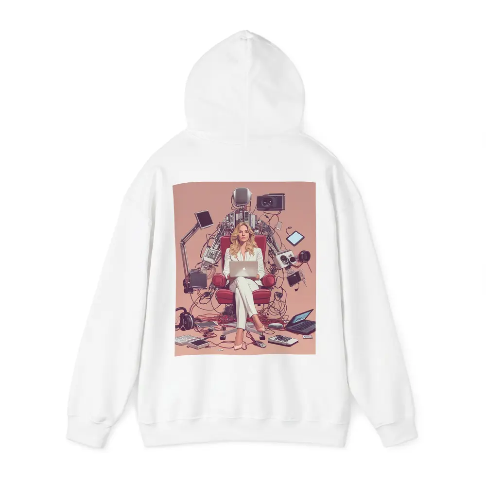 Woman Boss Tech Throne Pink Background Illustration – Hoodies