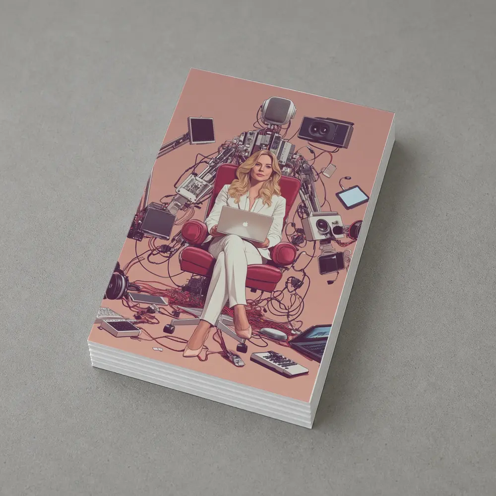 Woman Boss Tech Throne Pink Background Illustration – Postcards