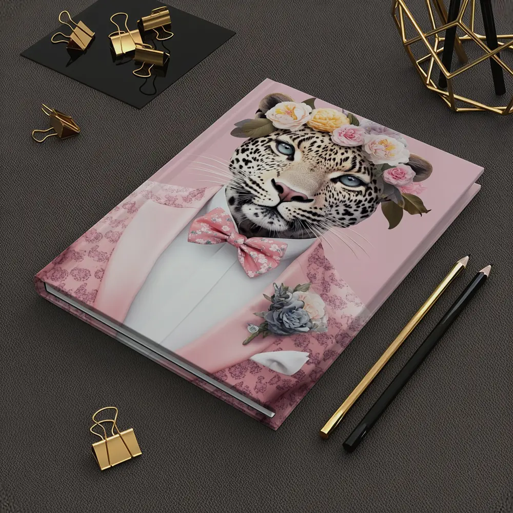 Leopard Flower Crown Pink Suit Portrait – Notebooks