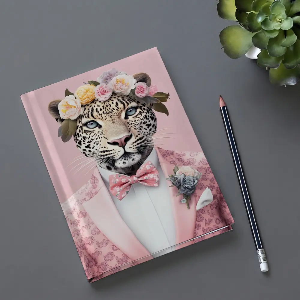 Leopard Flower Crown Pink Suit Portrait – Notebooks