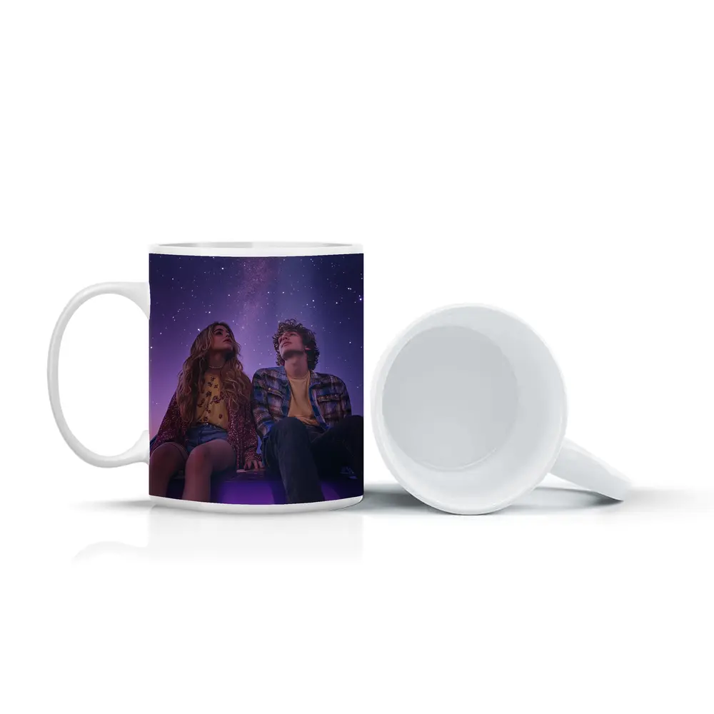 Couple Sitting on Car Under Starry Night – Mugs