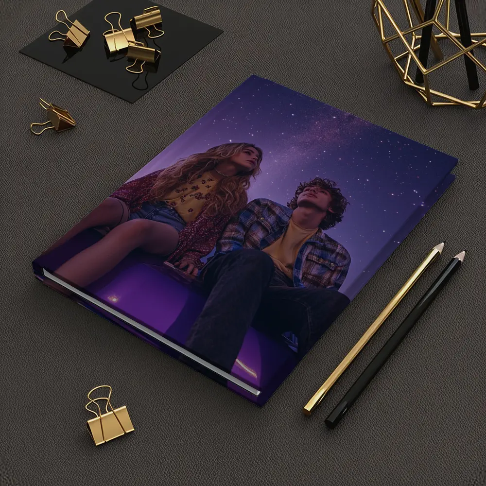 Couple Sitting on Car Under Starry Night – Notebooks