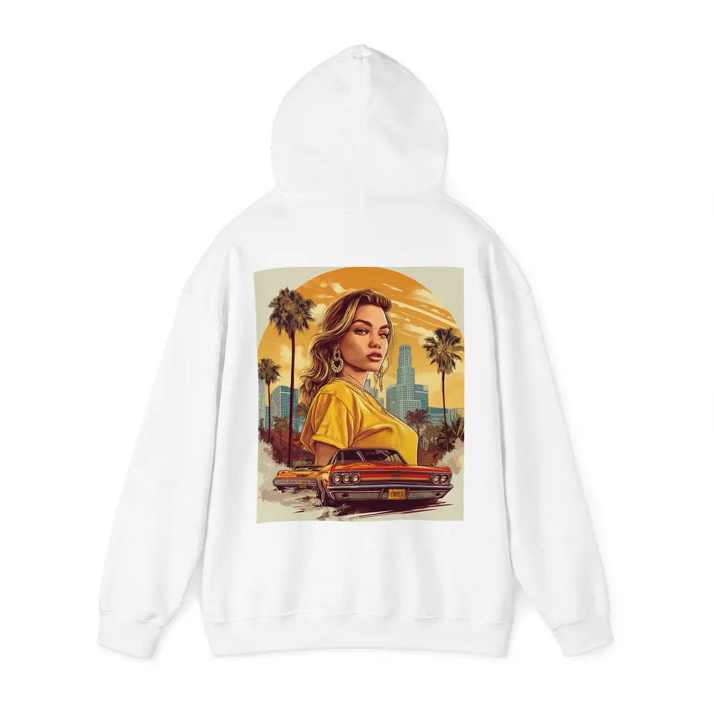 Lowrider Girl Los Angeles Palm Trees Illustration – Hoodies