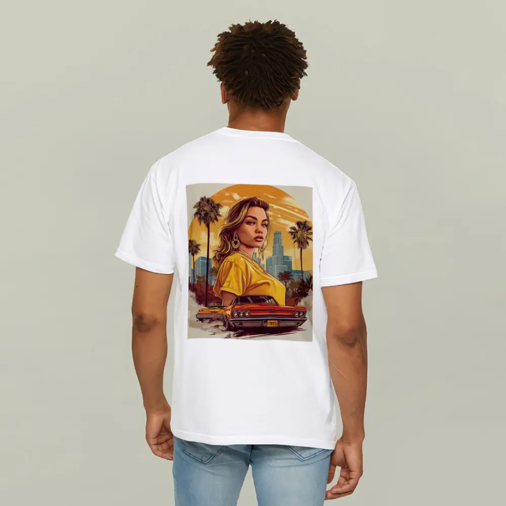 Lowrider Girl Los Angeles Palm Trees Illustration – T-Shirts