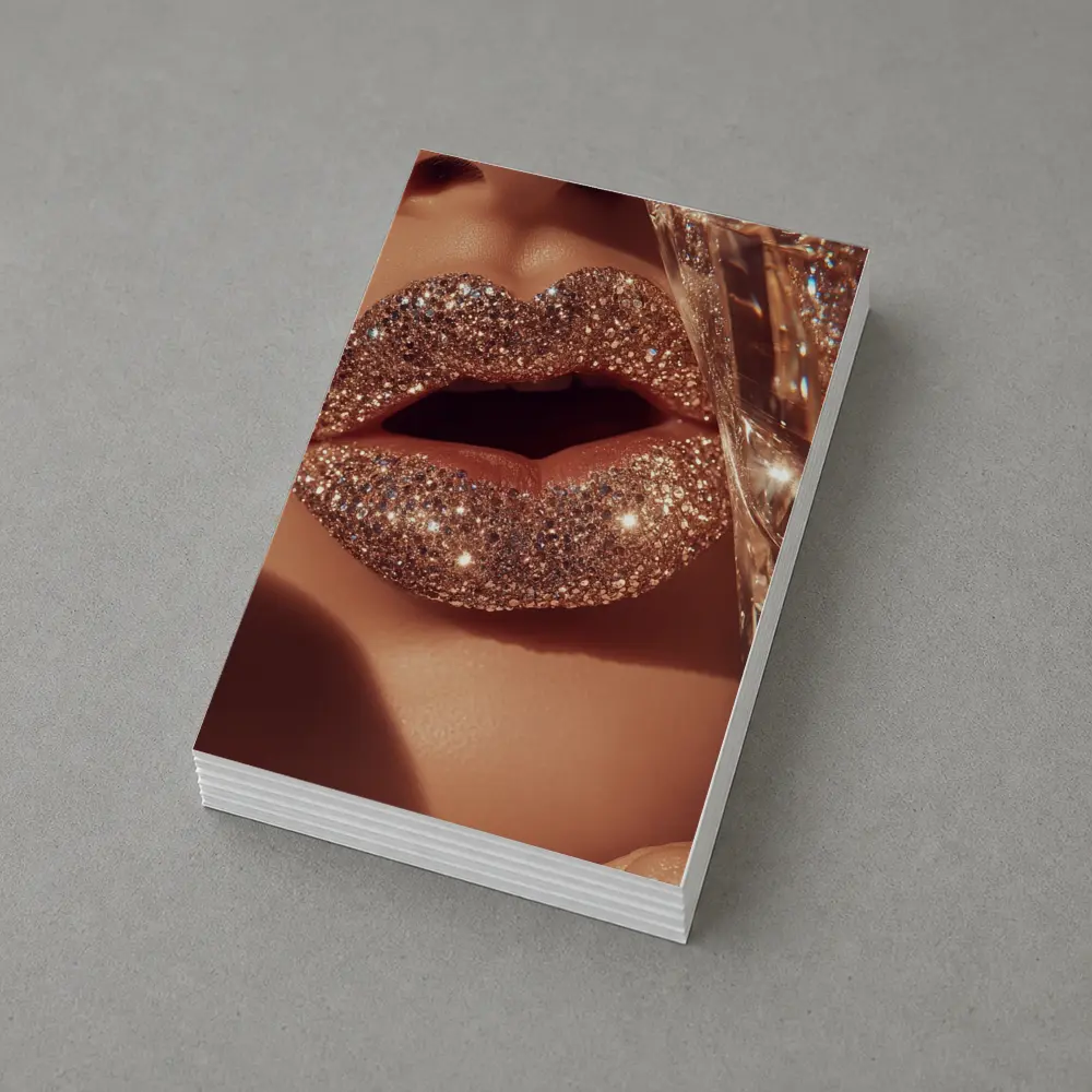 Gold Glitter Lips Champagne Glass Close Up – Postcards