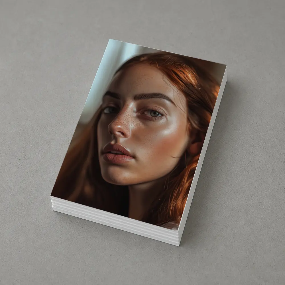 Red Hair Woman Portrait Warm Indoor Light – Postcards