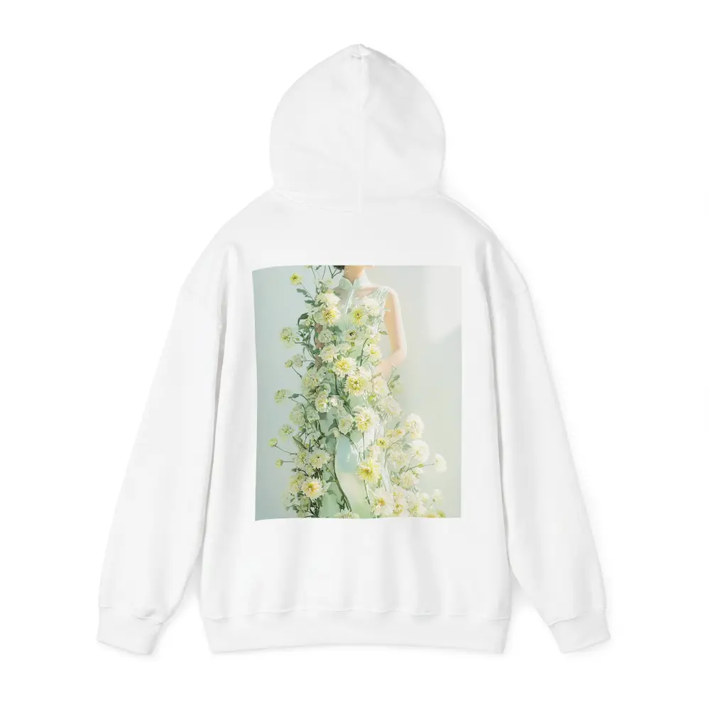 Asian Woman Green Dress White Flowers – Hoodies