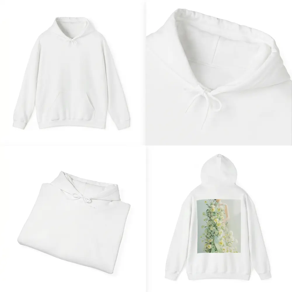 Asian Woman Green Dress White Flowers – Hoodies
