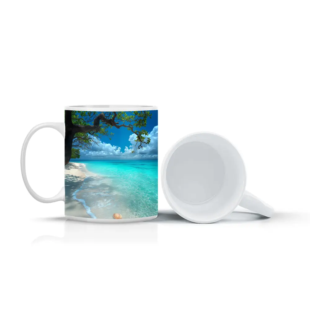 Tropical Beach Seashells Clear Turquoise Water Tree – Mugs