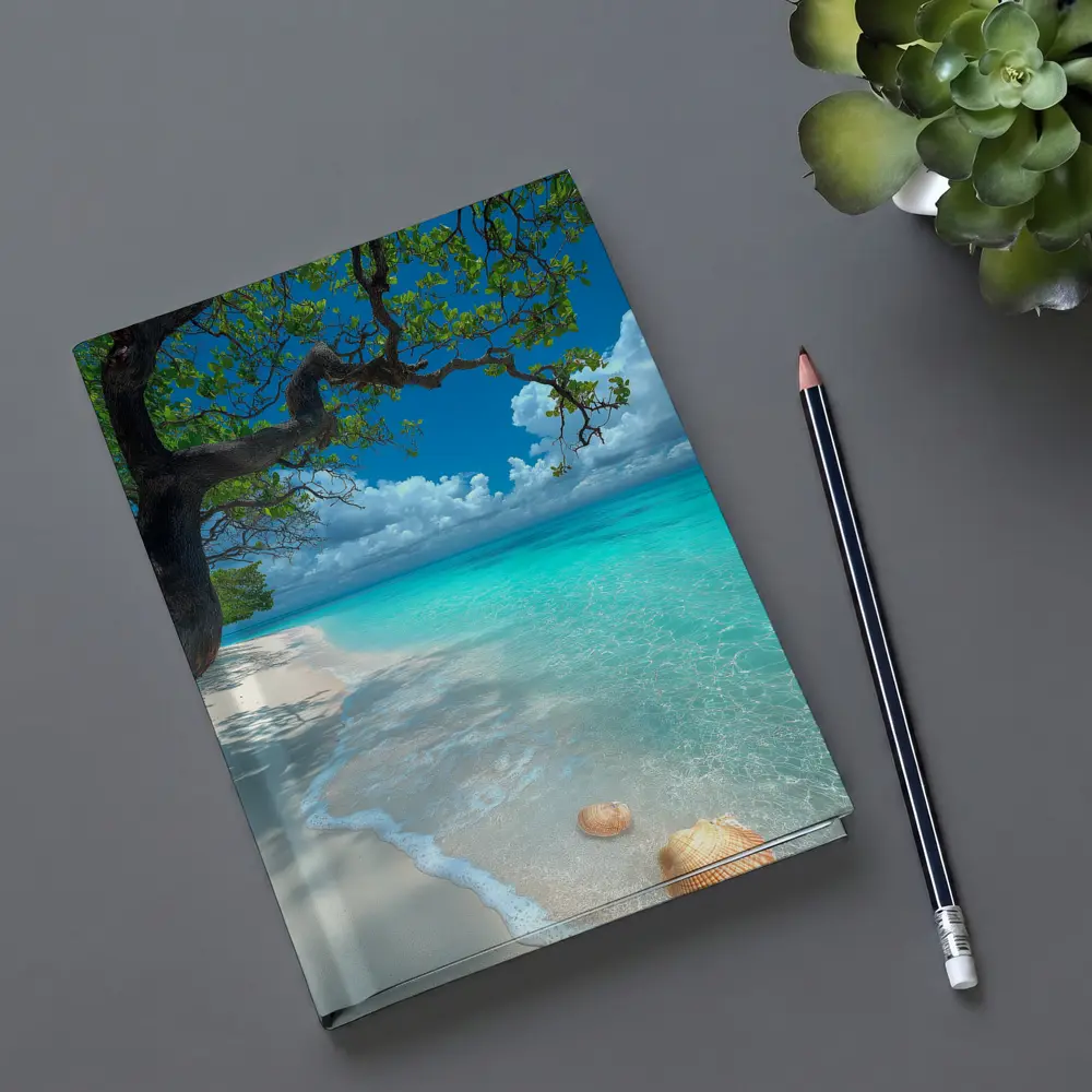 Tropical Beach Seashells Clear Turquoise Water Tree – Notebooks
