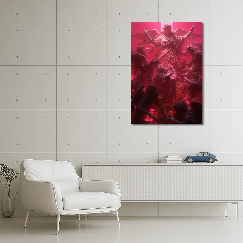 Angel Ascending Red Baroque Celestial Scene – Wall Art