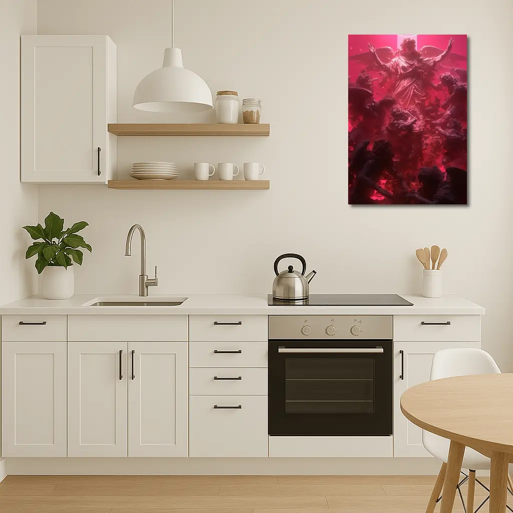 Angel Ascending Red Baroque Celestial Scene – Wall Art