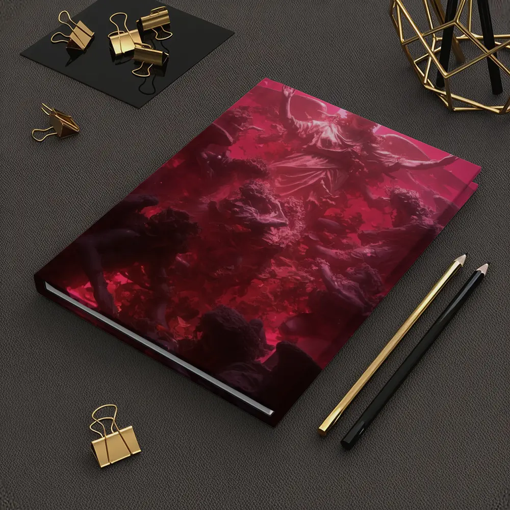 Angel Ascending Red Baroque Celestial Scene – Notebooks