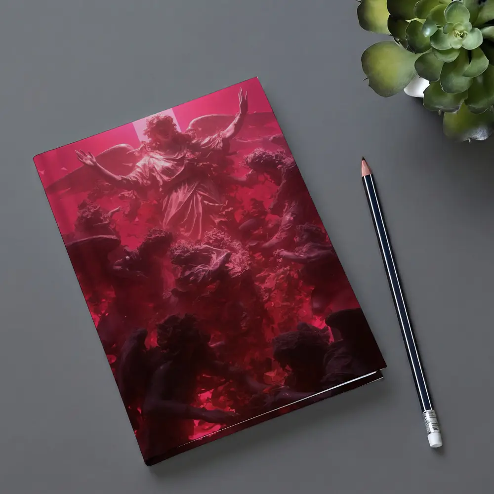 Angel Ascending Red Baroque Celestial Scene – Notebooks