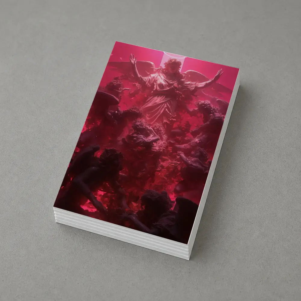 Angel Ascending Red Baroque Celestial Scene – Postcards