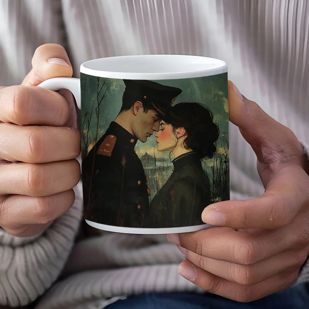Soldier and Woman Romantic Moody Painting – Mugs