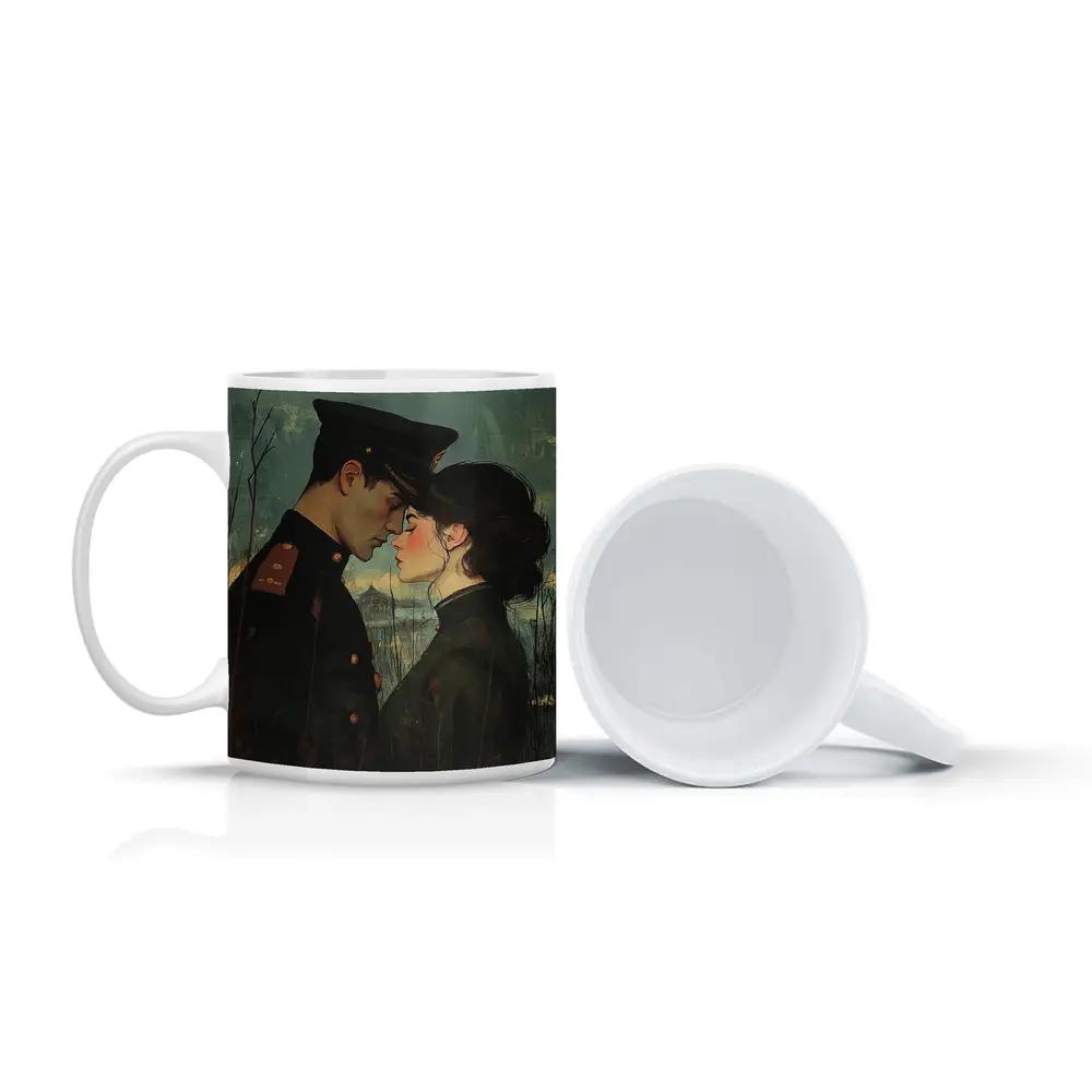 Soldier and Woman Romantic Moody Painting – Mugs