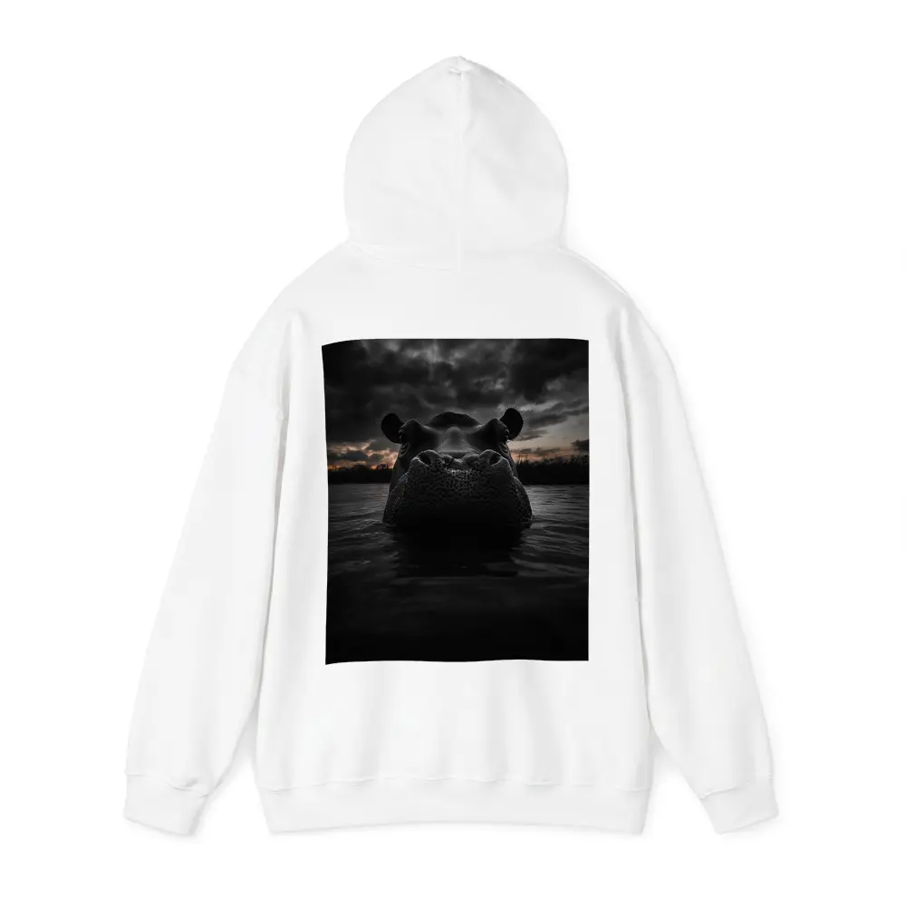 Hippo Rising From Dark Stormy Water – Hoodies