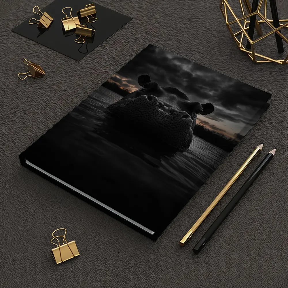 Hippo Rising From Dark Stormy Water – Notebooks