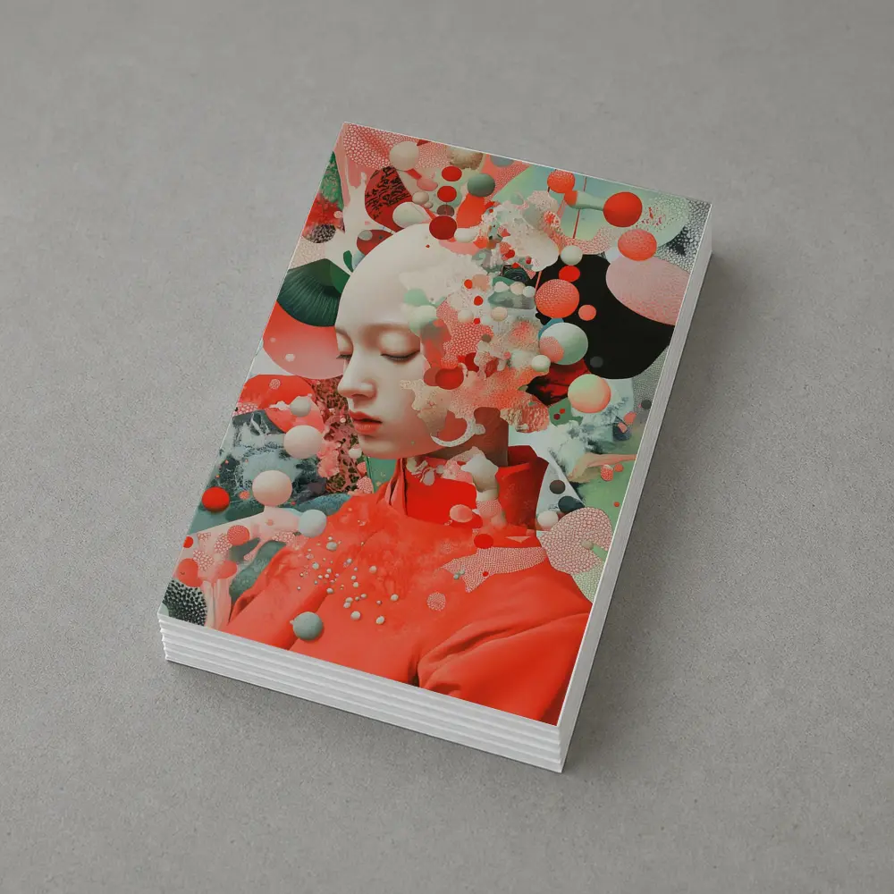Surreal Woman Portrait Floating Coral Spheres – Postcards