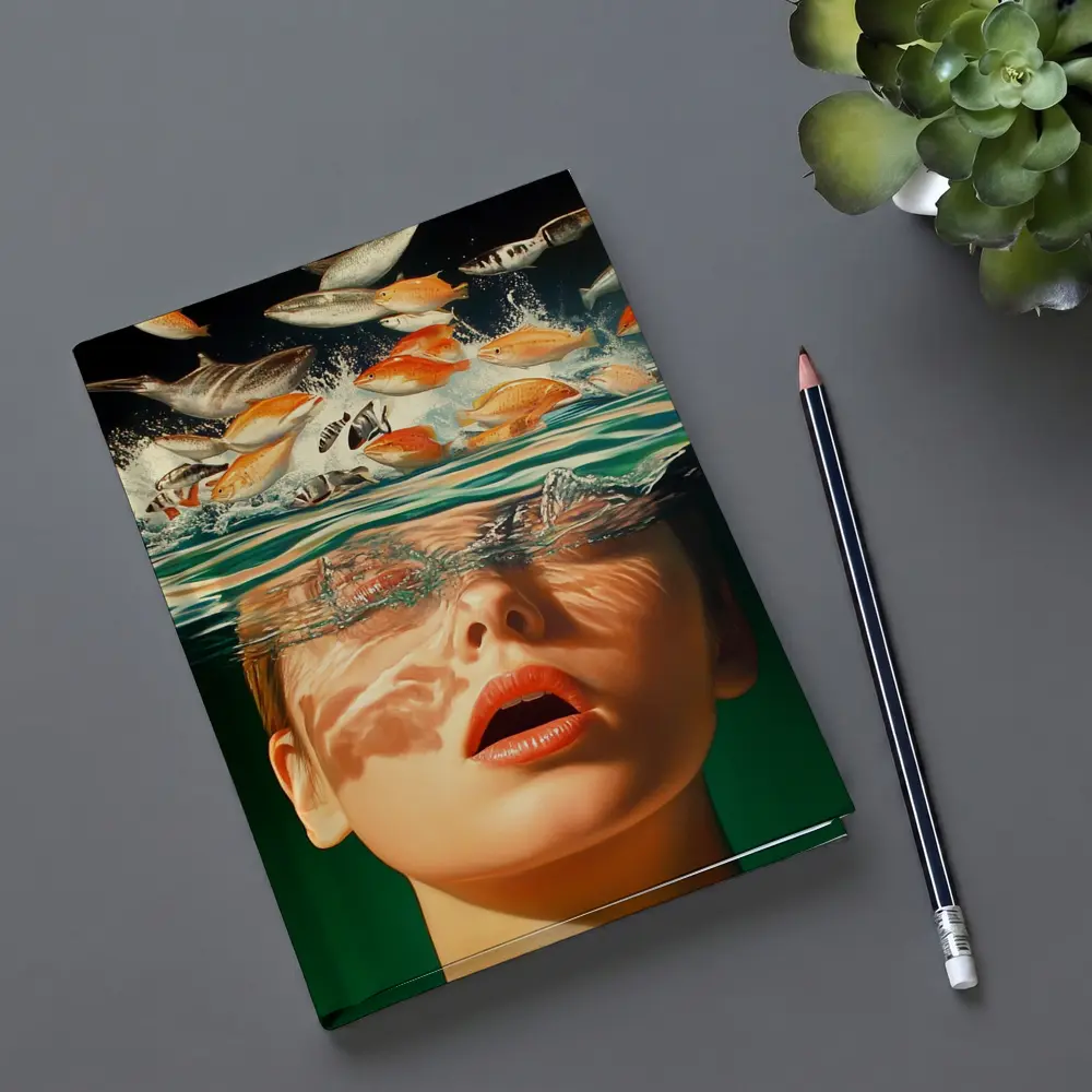Woman Submerged in Water with Fish – Notebooks