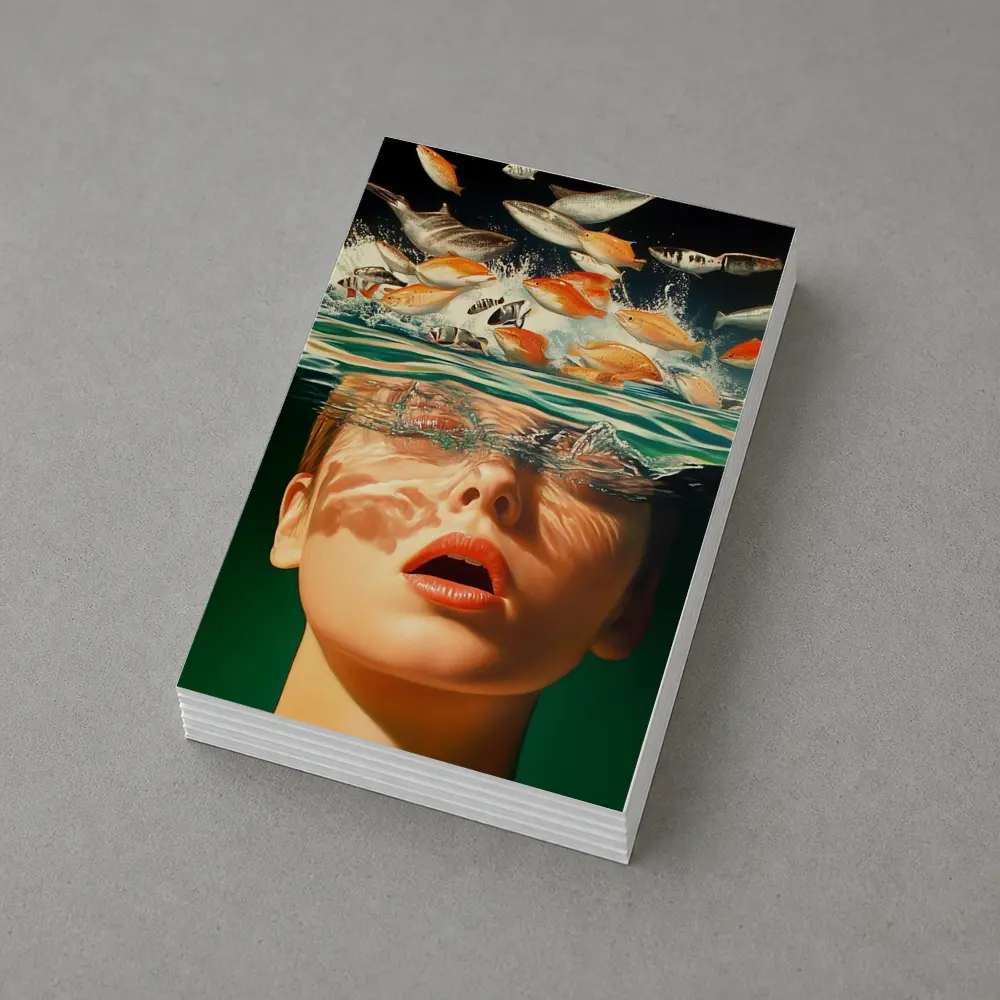 Woman Submerged in Water with Fish – Postcards