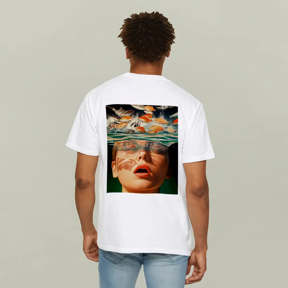 Woman Submerged in Water with Fish – T-Shirts