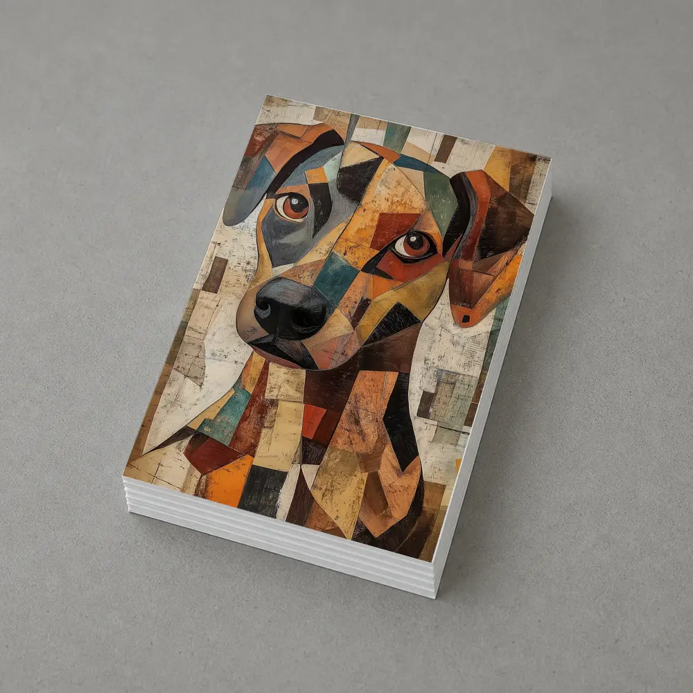 Geometric Cubist Dog Portrait Abstract Art – Postcards