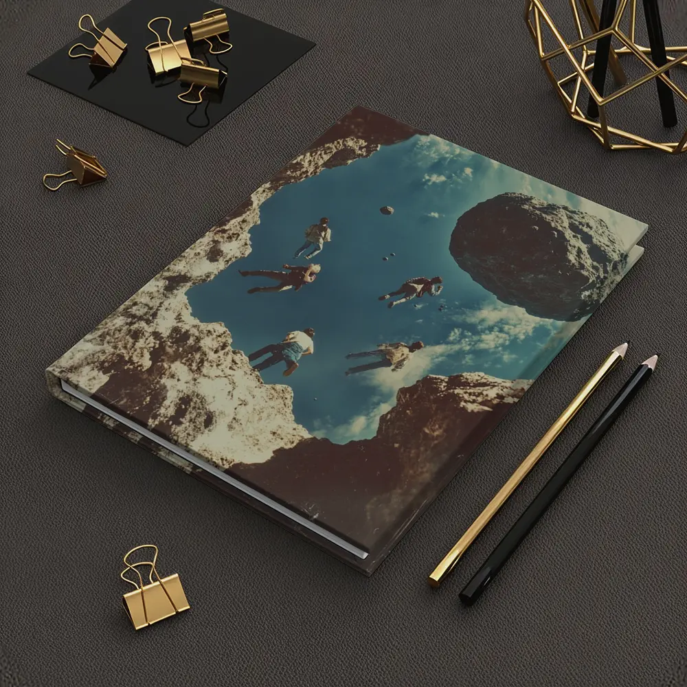 People Floating Above Rocky Cliff Surreal – Notebooks