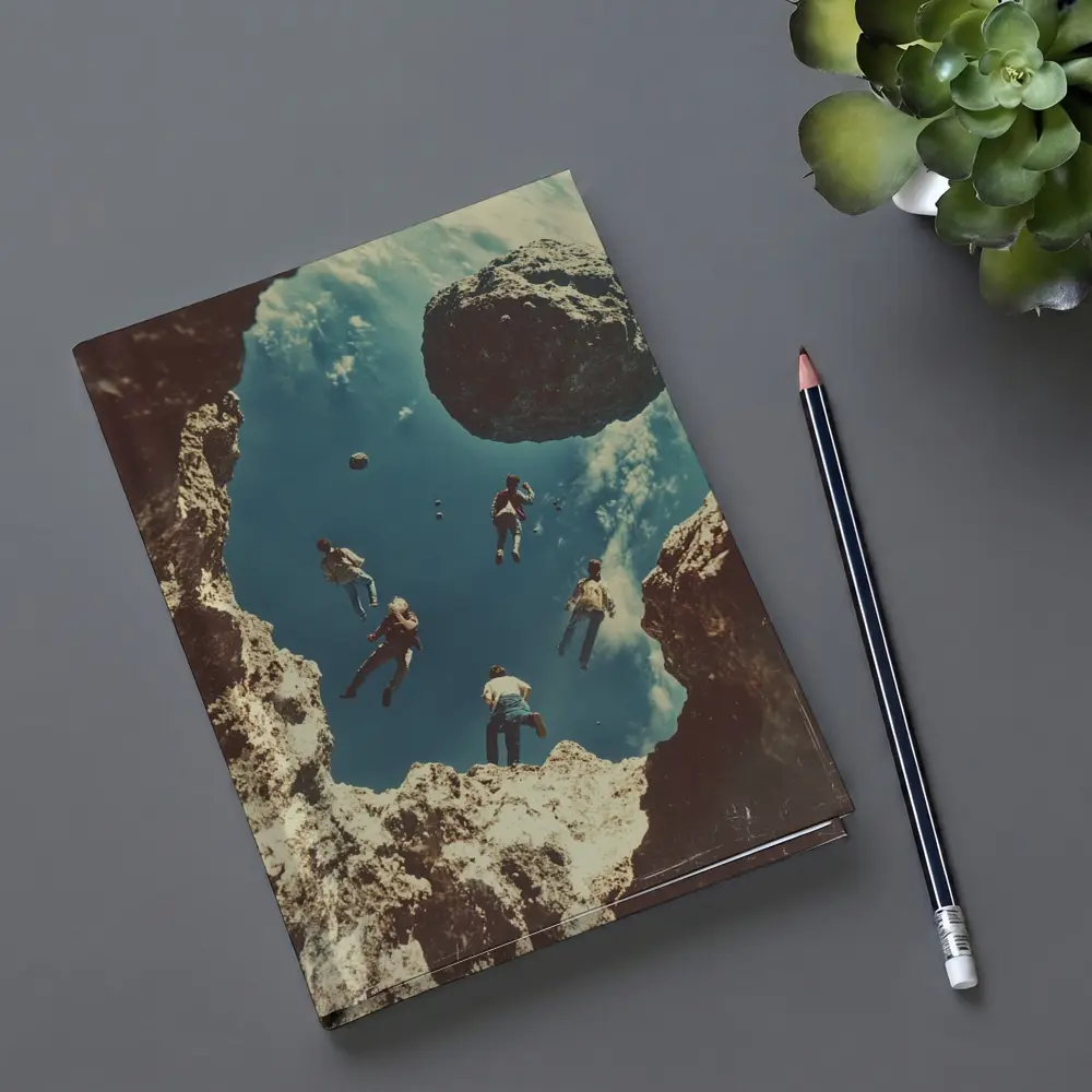 People Floating Above Rocky Cliff Surreal – Notebooks