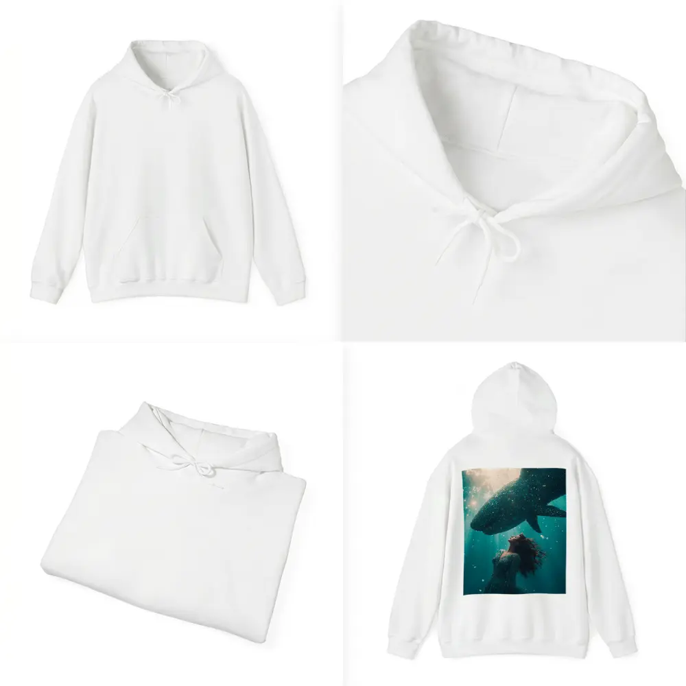 Woman and Shark Underwater Surreal Ocean Scene – Hoodies