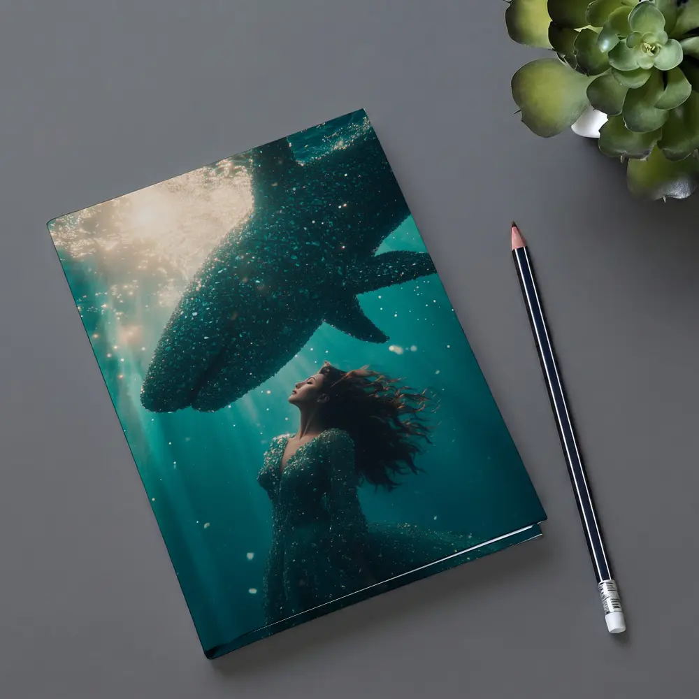 Woman and Shark Underwater Surreal Ocean Scene – Notebooks
