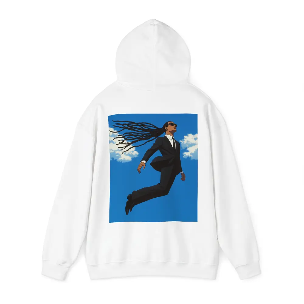 Man Flying in Black Suit Blue Sky – Hoodies