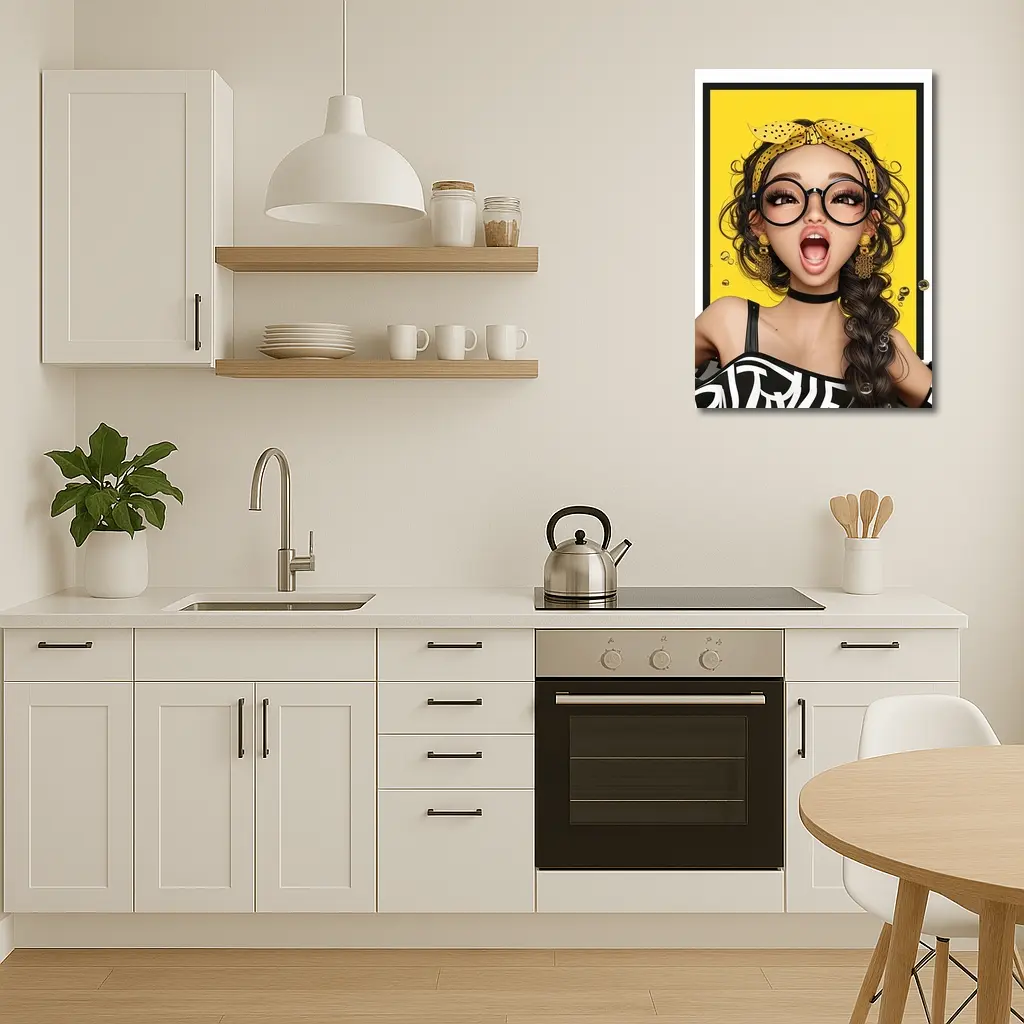 Pop Art Girl Yellow Background Bold Style – Wall Art