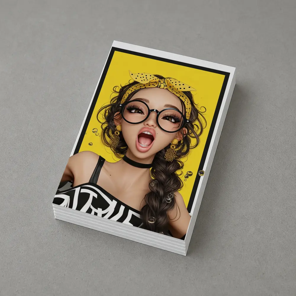 Pop Art Girl Yellow Background Bold Style – Postcards