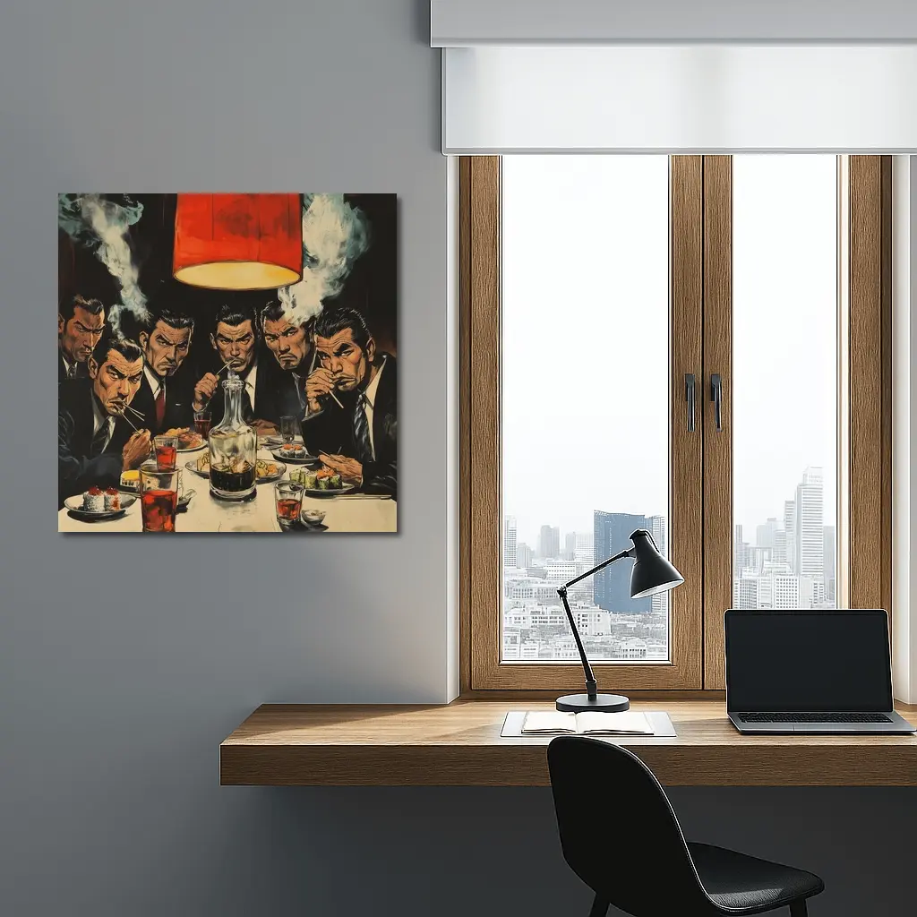 Yakuza Men Dining Sushi Bar Manga Art – Wall Art