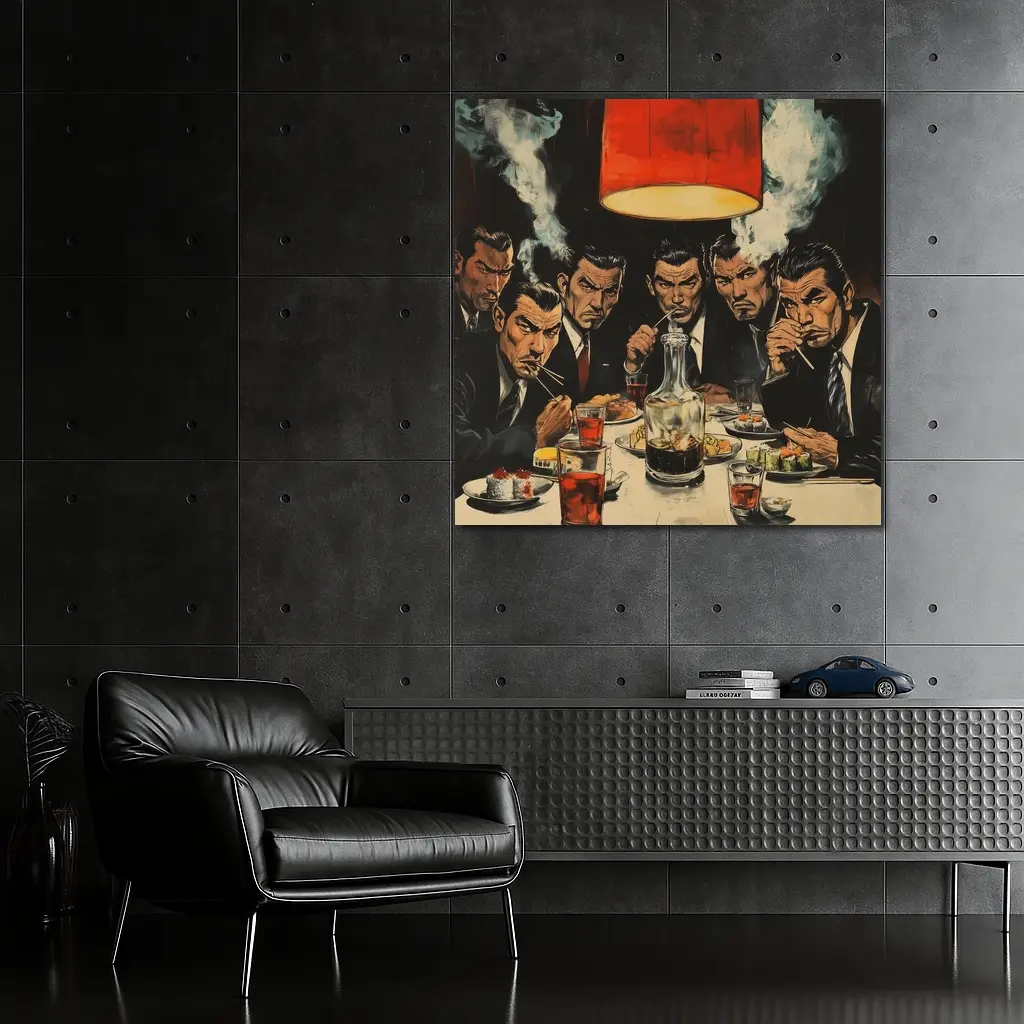 Yakuza Men Dining Sushi Bar Manga Art – Wall Art
