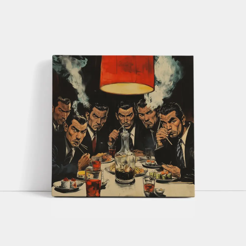 Yakuza Men Dining Sushi Bar Manga Art – Wall Art