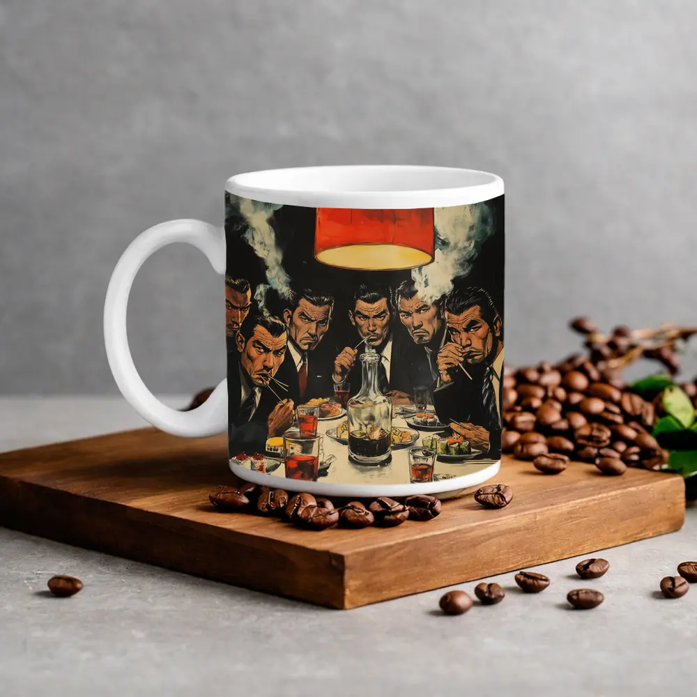 Yakuza Men Dining Sushi Bar Manga Art – Mugs