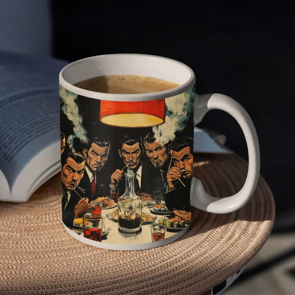 Yakuza Men Dining Sushi Bar Manga Art – Mugs
