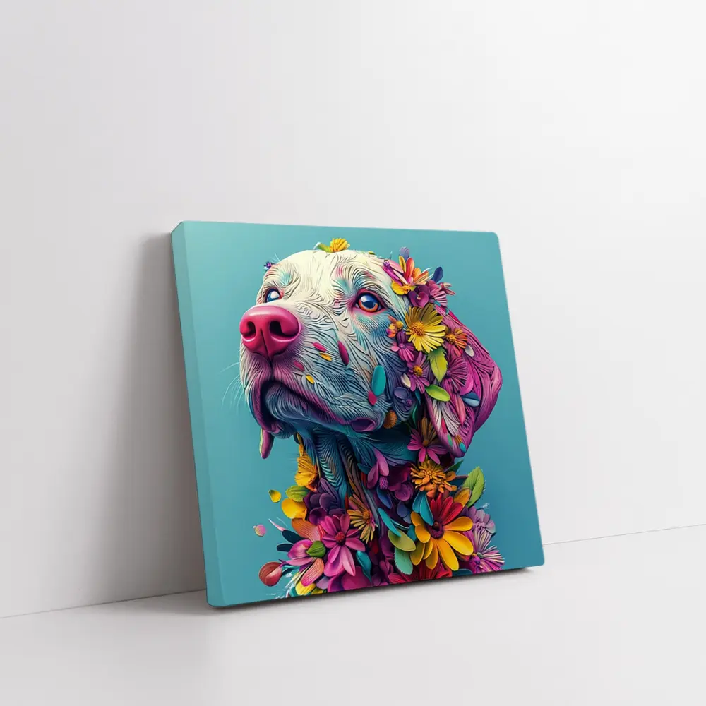 Colorful Labrador Dog With Floral Art – Wall Art