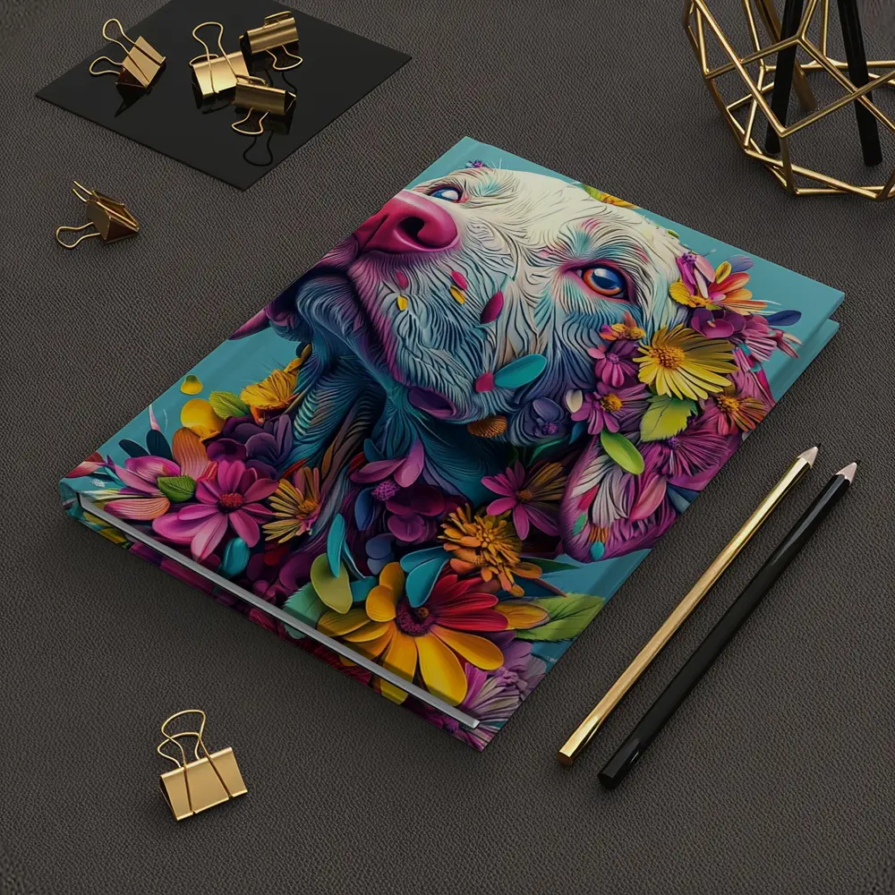 Colorful Labrador Dog With Floral Art – Notebooks