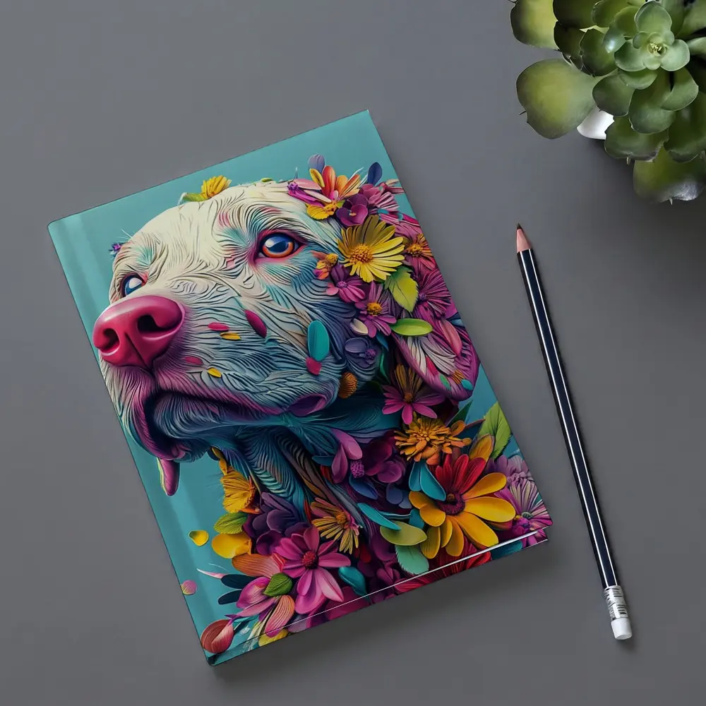 Colorful Labrador Dog With Floral Art – Notebooks